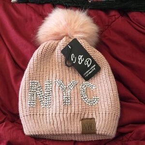 Pink Knit Beanie with Pom Pom